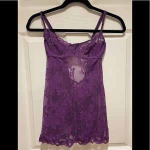 Victoria’s Secret Purple Lace Babydoll Lace Slip Dress Coquette Feminine Sexy